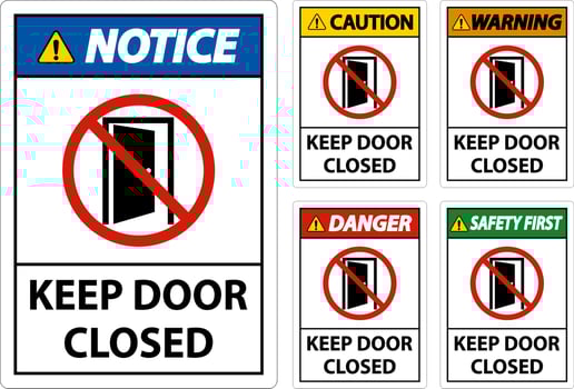 Keep Door Closed Sign On White Background vector