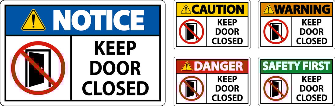 Keep Door Closed Sign On White Background vector