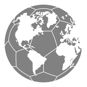 World Map on the Foot Ball Silhouette for Icon, Symbol, Pictogram, Sport News, Art Illustration, Apps, Website or Graphic Design Element. Format PNG