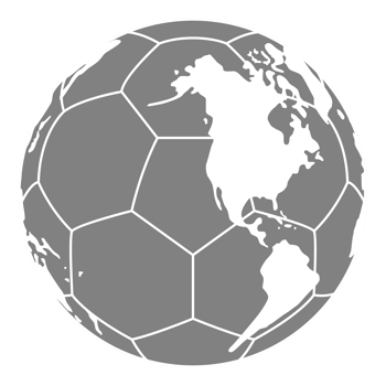 World Map on the Foot Ball Silhouette for Icon, Symbol, Pictogram, Sport News, Art Illustration, Apps, Website or Graphic Design Element. Format PNG