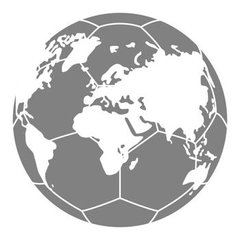 World Map on the Foot Ball Silhouette for Icon, Symbol, Pictogram, Sport News, Art Illustration, Apps, Website or Graphic Design Element. Format PNG