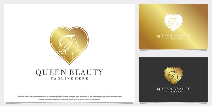 Queen beauty logo design inspiration for woman with creative concept Premium Vector