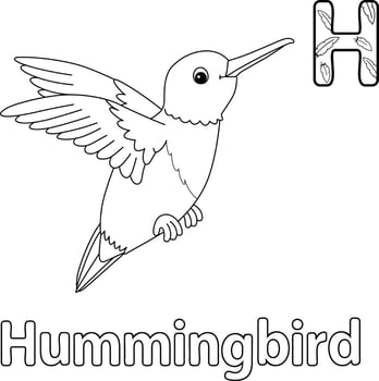 Hummingbird Alphabet ABC Isolated Coloring Page H vector