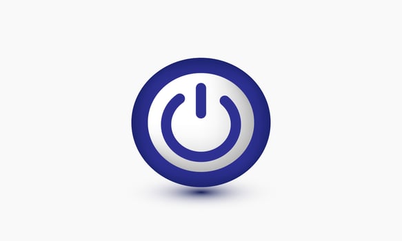 illustration icon 3d realistic blue power button isolated on background vector