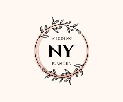 NY Initials letter Wedding monogram logos collection, hand drawn modern minimalistic and floral templates for Invitation cards, Save the Date, elegant identity for restaurant, boutique, cafe in vector