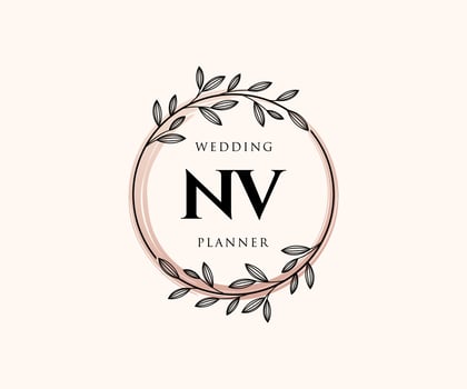 NV Initials letter Wedding monogram logos collection, hand drawn modern minimalistic and floral templates for Invitation cards, Save the Date, elegant identity for restaurant, boutique, cafe in vector