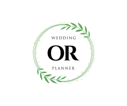 OR Initials letter Wedding monogram logos collection, hand drawn modern minimalistic and floral templates for Invitation cards, Save the Date, elegant identity for restaurant, boutique, cafe in vector