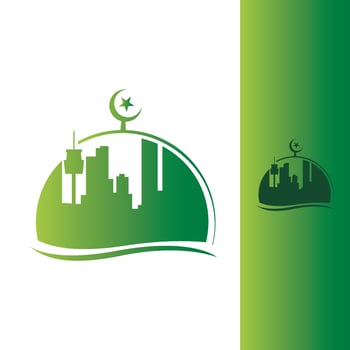 islamic center building moslem center mosque logo design graphic concept vector