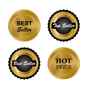 Luxury golden seal badges and labels sales quality product. vector illustration