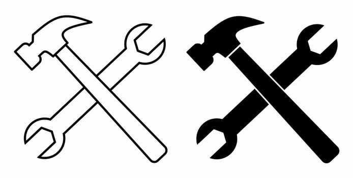 outline silhouette hummer with spanner icon set isolated on white background vector