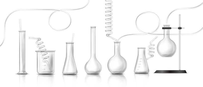 3d realistic vector icon. Laboratory equipment, lab glassware. Science and biology education concept.