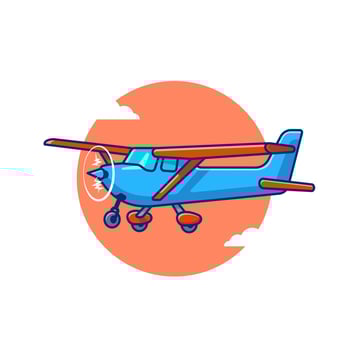 Vintage Plane Cartoon Vector Icon Illustration. Air Transportation Icon Concept Isolated Premium Vector. Flat Cartoon Style