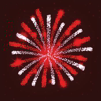 colorful fireworks vector on dark blue background with sparking bokehs