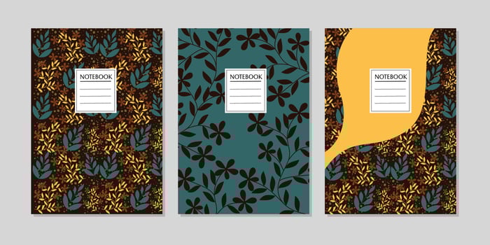 Vector cover with colorful tropical decor, illustration for book, notebook, catalog, brochure. A4 size