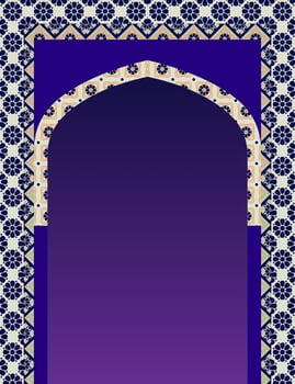 Indian ornamental arch. Indian temple. Architectural arch. Architecture, Arabic Emirates. vector