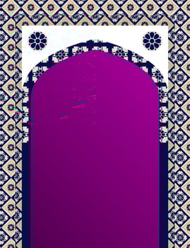Indian ornamental arch. Indian temple. Architectural arch. Architecture, Arabic Emirates. vector