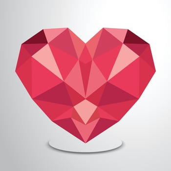 Crystal heart, valentine background template, love, diamond heart vector