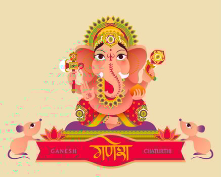 Ganesh Chaturthi festival lovely Hindu god Ganesha vector