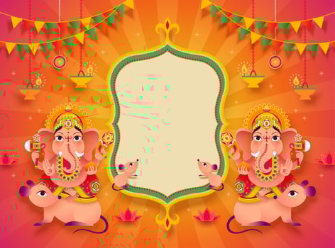 Gorgeous Ganesh Chaturthi festival background design with Hindu god Ganesha and blank copy space vector