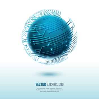 Abstract colorful blue exploding sphere made of points and dots. Shiny dots with glowing effects. vector