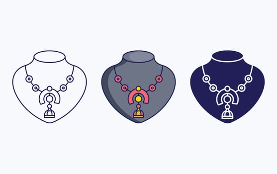 Necklace line and glyph icon, vector illustration