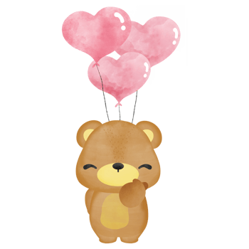 adorable brown bear with pink heart watercolor valentines theme png