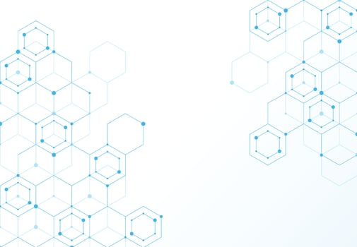 Abstract hexagonal molecular structures in technology background and science style. Medical design. Vector illustration