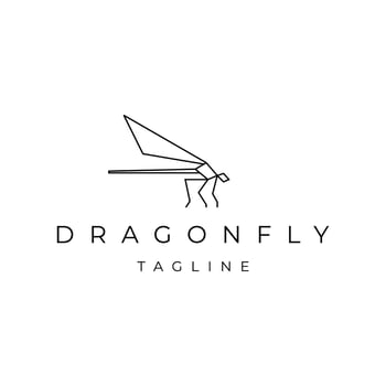 Dragonfly line art style logo design vector template