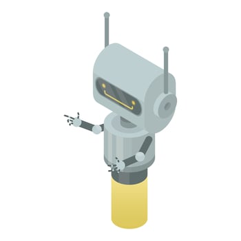 Robot chatbot icon, isometric style vector