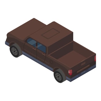 Brown pickup icon, isometric style vector