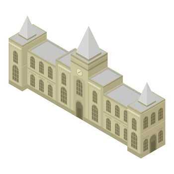 Railway building icon, isometric style vector