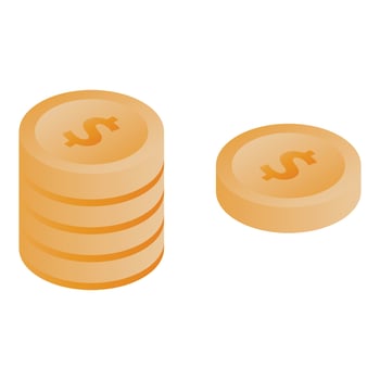 Dollar coins icon, isometric style vector