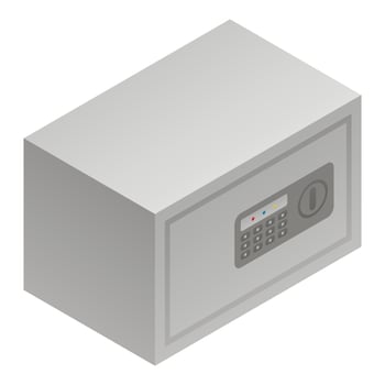 Metal safe icon, isometric style vector