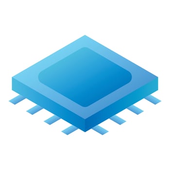 Processor chip icon, isometric style vector