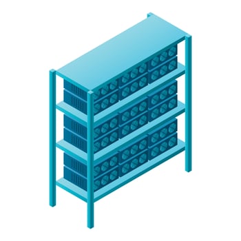 Mining farm rack icon, isometric style vector