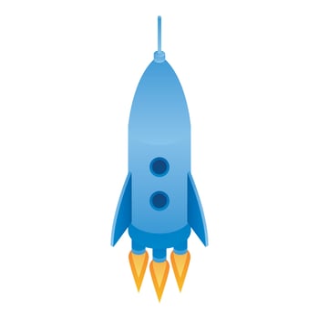 Flying rocket icon, isometric style vector