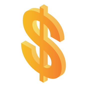 Gold dollar sign icon, isometric style vector