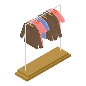 Clothes on hanger icon, isometric style vector