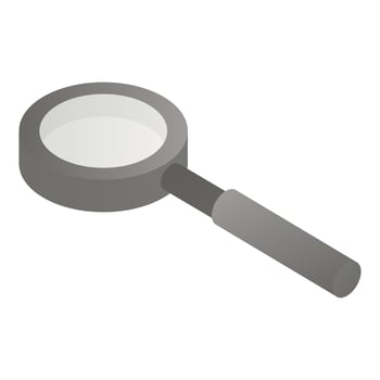 Metal magnify glass icon, isometric style vector