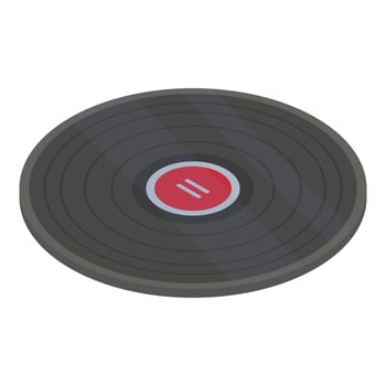 Red vinyl disk icon, isometric style vector