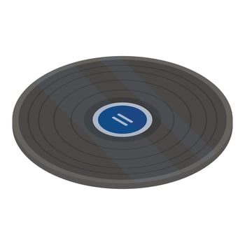 Blue vinyl disk icon, isometric style vector