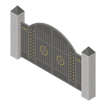 Metal gates icon, isometric style vector