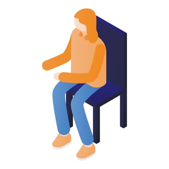 Woman on chair icon, isometric style vector