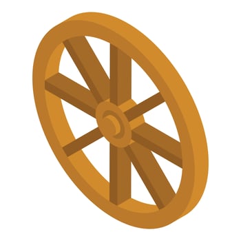 Wood wheel carriage icon, isometric style vector