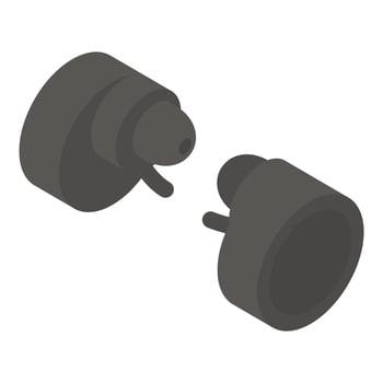 Round wireless headphones icon, isometric style vector