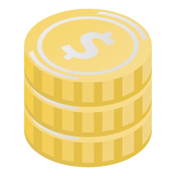 Gold coins stack icon, isometric style vector