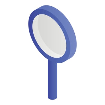 Blue magnify glass icon, isometric style vector