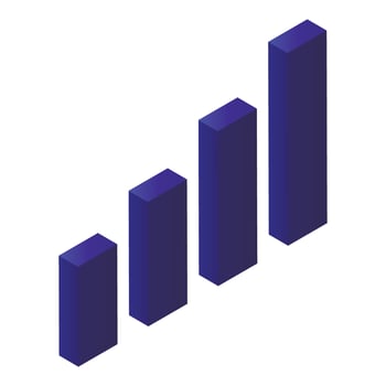 Graph bar icon, isometric style vector