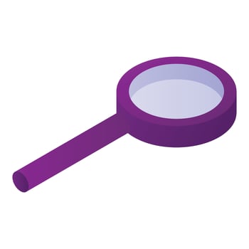 Metal magnifier icon, isometric style vector
