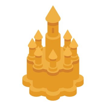 Sea sand castle icon, isometric style vector